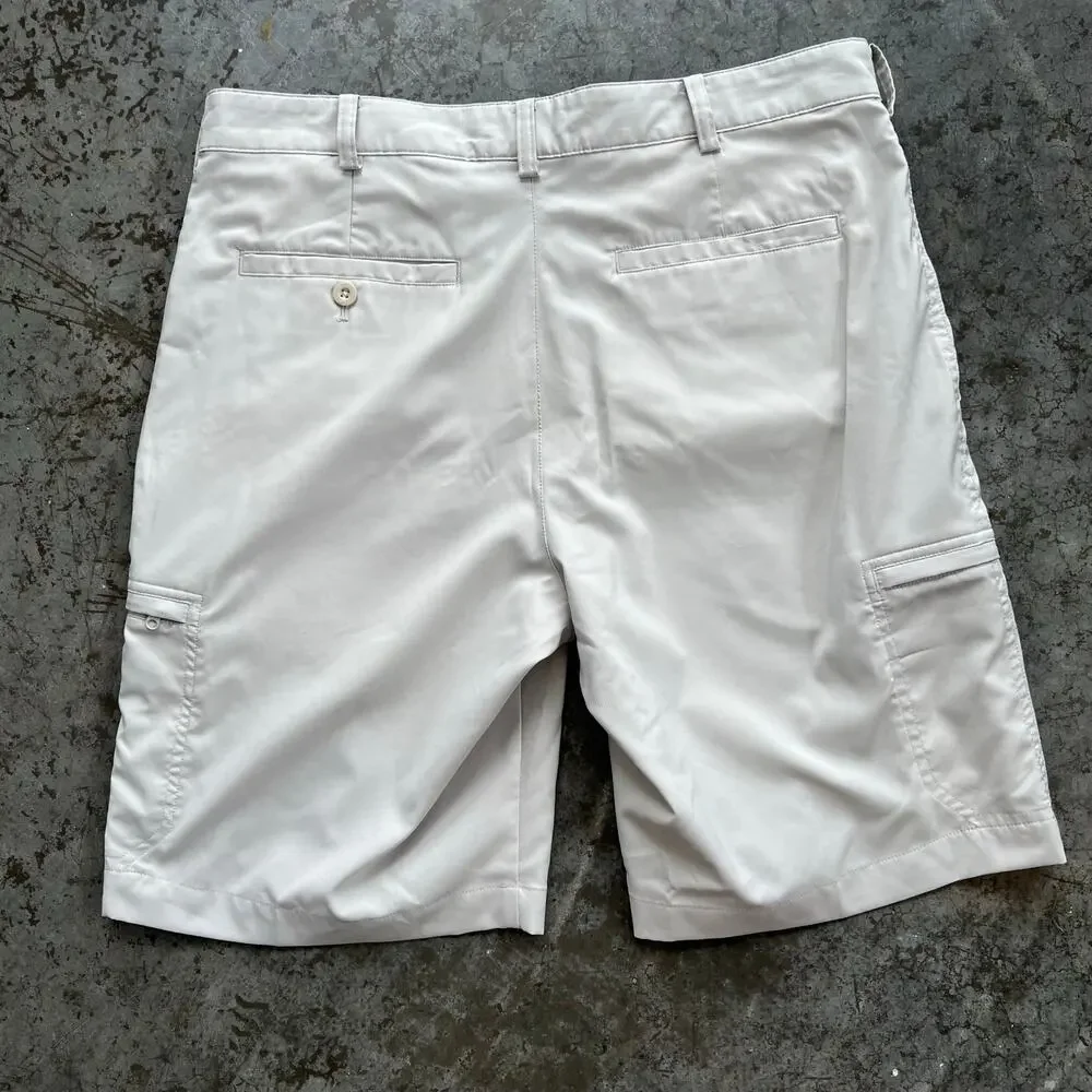 Nike Golf Dri-FIT Cargo Shorts Mens 32 Tan Beige Performance Flat Front Tech